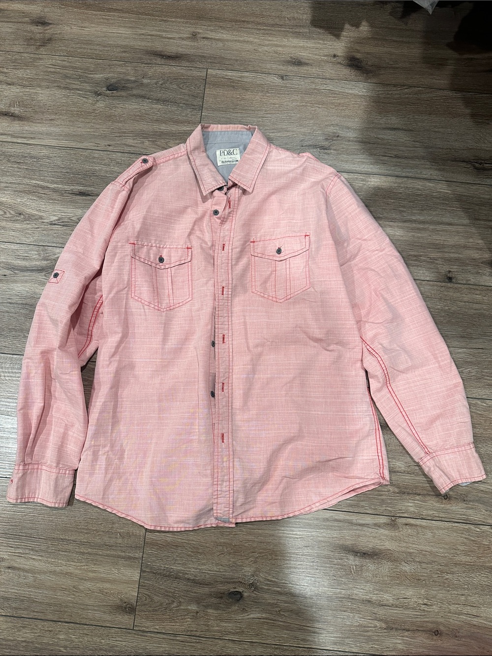 PD&C Light Pink Men's Button-Down Shirt with Chest Pockets